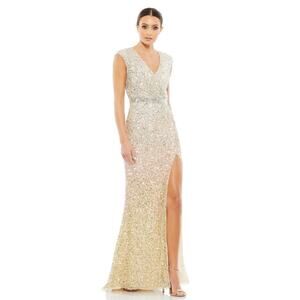Mac Duggal Sequin Gown with Leg Slit Ombre Size 14 New‎ Retails $398